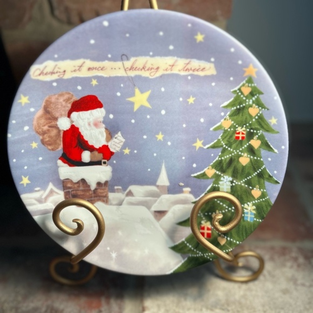 Set of 3 Party Plates 8.5in. New - Lenox CHRISTMAS COLLAGE  Open box